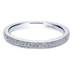 14K White Gold Channel Set Diamond Wedding Band with Millgrain - 0.09 ct Surrey Vancouver Canada Langley Burnaby Richmond