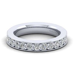 14K White Gold Diamond Prong Channel Diamond Anniversary Band with Millgrain - 1.03 ct Surrey Vancouver Canada Langley Burnaby Richmond