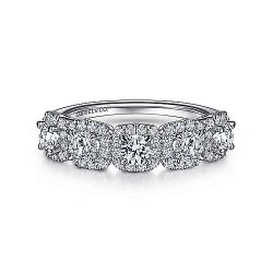 14K White Gold Round Diamond Halo Station Anniversary Band - 0.93 ct Surrey Vancouver Canada Langley Burnaby Richmond