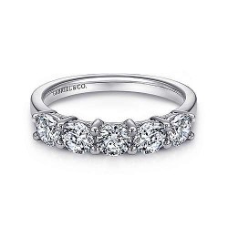 Platinum Round 5 Stone Shared Prong Diamond Anniversary Band - 1.19 ct Surrey Vancouver Canada Langley Burnaby Richmond