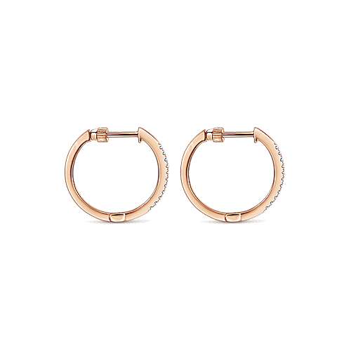 14K Rose Hoops 14K Rose Gold Tiger Claw Set 15mm Round Classic Diamond Hoop Earrings Surrey Vancouver Canada Langley Burnaby Richmond