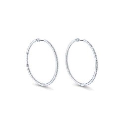 14K White Gold Micro Pave 35mm Round Inside Out Diamond Hoop Earrings Surrey Vancouver Canada Langley Burnaby Richmond