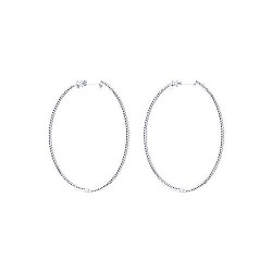 14K White Gold Micro Pave 50mm Round Inside Out Diamond Hoop Earrings Surrey Vancouver Canada Langley Burnaby Richmond