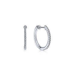 14K White Gold Tiger Claw Set 15mm Round Classic Diamond Hoop Earrings Surrey Vancouver Canada Langley Burnaby Richmond