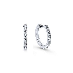 14K White Gold Tiger Claw Set 15mm Round Classic Diamond Hoop Earrings Surrey Vancouver Canada Langley Burnaby Richmond