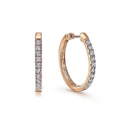 14K Rose Gold Tiger Claw Set 25mm Round Classic Diamond Hoop Earrings Surrey Vancouver Canada Langley Burnaby Richmond