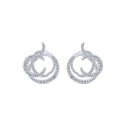 18K White Gold Intricate Round Twisted 25mm Diamond Hoop Earrings Surrey Vancouver Canada Langley Burnaby Richmond