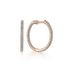 14K Rose Gold French Pave 20mm Round Inside Out Diamond Hoop Earrings Surrey Vancouver Canada Langley Burnaby Richmond