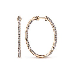 14K Rose Gold French Pave 30mm Round Inside Out Diamond Hoop Earrings Surrey Vancouver Canada Langley Burnaby Richmond