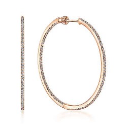 14K Rose Gold French Pave 40mm Round Inside Out Diamond Hoop Earrings Surrey Vancouver Canada Langley Burnaby Richmond