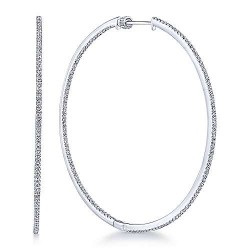 14K White Gold French Pave 60mm Round Inside Out Diamond Hoop Earrings Surrey Vancouver Canada Langley Burnaby Richmond