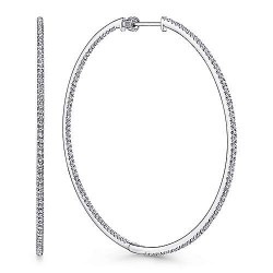 14K White Gold French Pave 60mm Round Inside Out Diamond Hoop Earrings Surrey Vancouver Canada Langley Burnaby Richmond