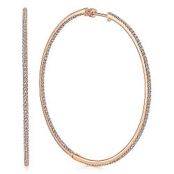 14K Rose Gold 70mm Diamond Hoop Earrings Surrey Vancouver Canada Langley Burnaby Richmond