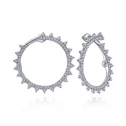 14K White Gold Spiky Diamond Hoop Earrings Surrey Vancouver Canada Langley Burnaby Richmond