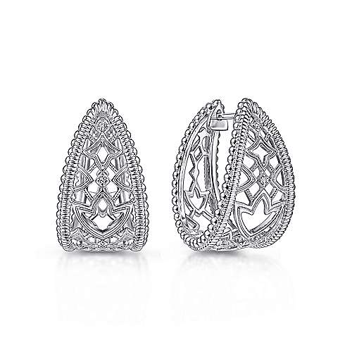 silver Silver Hoops 925 Sterling Silver 25mm Wide Intricate White Sapphire Hoop Earrings Surrey Vancouver Canada Langley Burnaby Richmond