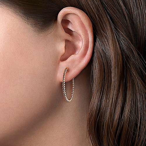 14K Rose Hoops 14K Rose Gold 30mm Bujukan Hoop Earrings Surrey Vancouver Canada Langley Burnaby Richmond