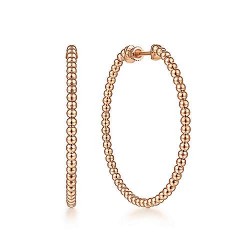 14K Rose Gold Beaded 40mm Round Classic Hoop Earrings Surrey Vancouver Canada Langley Burnaby Richmond