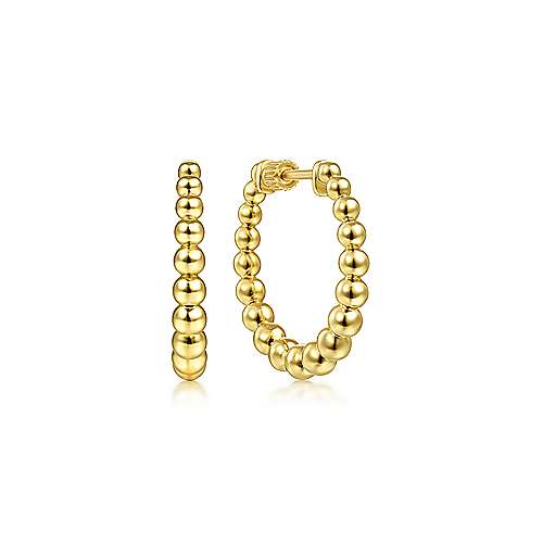 14K Yellow Hoops 14K Yellow Gold 20mm Beaded Round Hoop Earrings Surrey Vancouver Canada Langley Burnaby Richmond