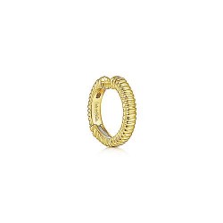 14K Yellow Gold 15mm Textured Hoop Earcuff Surrey Vancouver Canada Langley Burnaby Richmond