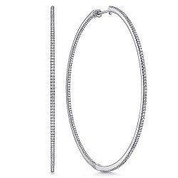 14K White Gold French Pave 80mm Round Inside Out Diamond Hoop Earrings Surrey Vancouver Canada Langley Burnaby Richmond