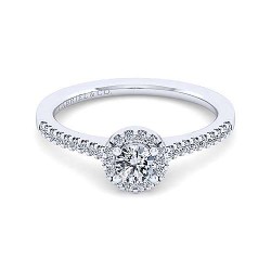 14K White Gold Round Halo Diamond Engagement Ring Surrey Vancouver Canada Langley Burnaby Richmond