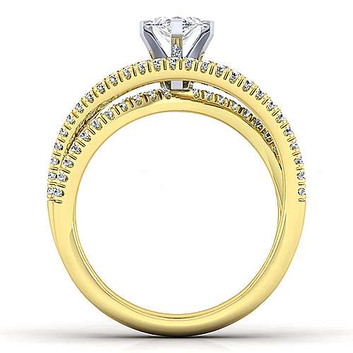 14K WhiteYellow Free form 14K White-Yellow Gold Marquise Shape Diamond Engagement Ring Surrey Vancouver Canada Langley Burnaby Richmond