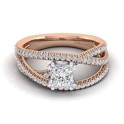 14K White-Rose Gold Princess Cut Diamond Engagement Ring Surrey Vancouver Canada Langley Burnaby Richmond