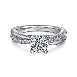 14K White Gold Round Twisted Diamond Engagement Ring Surrey Vancouver Canada Langley Burnaby Richmond