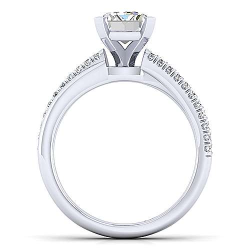 14K White Free form 14K White Gold Emerald Cut Diamond Engagement Ring Surrey Vancouver Canada Langley Burnaby Richmond