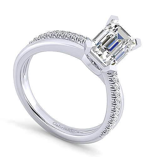 14K White Free form 14K White Gold Emerald Cut Diamond Engagement Ring Surrey Vancouver Canada Langley Burnaby Richmond