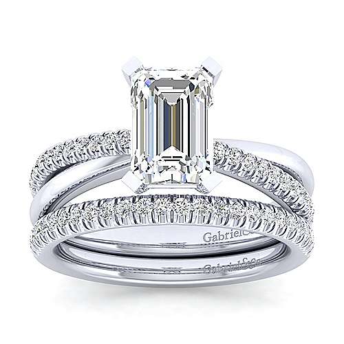 14K White Free form 14K White Gold Emerald Cut Diamond Engagement Ring Surrey Vancouver Canada Langley Burnaby Richmond