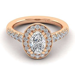 14K Rose Gold Oval Halo Diamond Engagement Ring Surrey Vancouver Canada Langley Burnaby Richmond