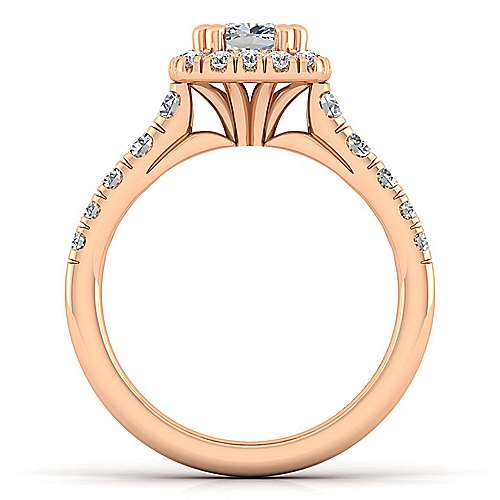 14K Rose Halo 14K Rose Gold Cushion Halo Diamond Engagement Ring Surrey Vancouver Canada Langley Burnaby Richmond