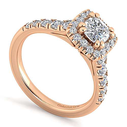 14K Rose Halo 14K Rose Gold Cushion Halo Diamond Engagement Ring Surrey Vancouver Canada Langley Burnaby Richmond