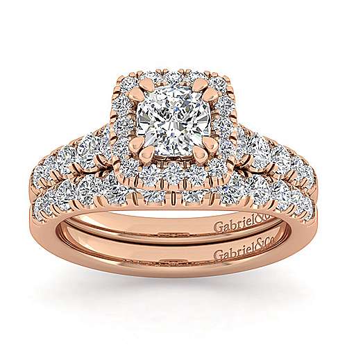 14K Rose Halo 14K Rose Gold Cushion Halo Diamond Engagement Ring Surrey Vancouver Canada Langley Burnaby Richmond