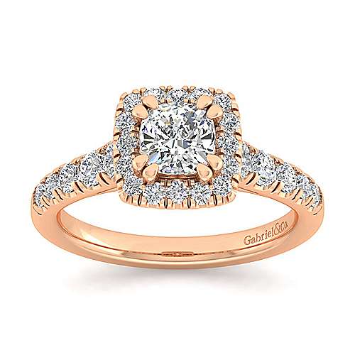 14K Rose Halo 14K Rose Gold Cushion Halo Diamond Engagement Ring Surrey Vancouver Canada Langley Burnaby Richmond