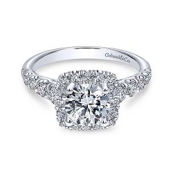 Platinum Cushion Halo Round Diamond Engagement Ring Surrey Vancouver Canada Langley Burnaby Richmond