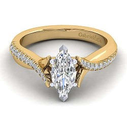 14K White-Yellow Gold Marquise Shape Diamond Engagement Ring Surrey Vancouver Canada Langley Burnaby Richmond