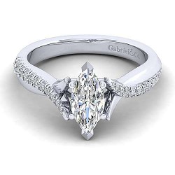 14K White Gold Marquise Shape Diamond Engagement Ring Surrey Vancouver Canada Langley Burnaby Richmond