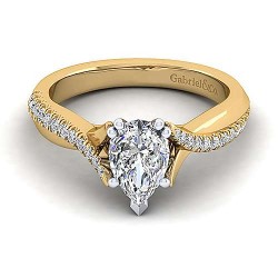 14K White-Yellow Gold Pear Shape Diamond Engagement Ring Surrey Vancouver Canada Langley Burnaby Richmond