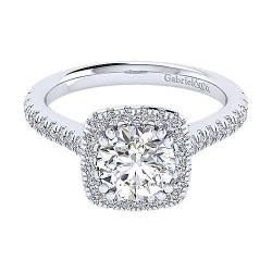 14K White Gold Round Halo Diamond Engagement Ring Surrey Vancouver Canada Langley Burnaby Richmond