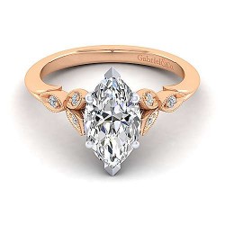 14K White-Rose Gold Marquise Shape Diamond Engagement Ring Surrey Vancouver Canada Langley Burnaby Richmond