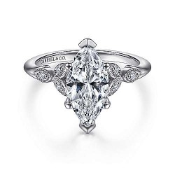 14K White Gold Marquise Shape Diamond Engagement Ring Surrey Vancouver Canada Langley Burnaby Richmond