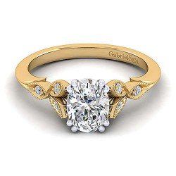 14K White-Yellow Gold Oval Diamond Engagement Ring Surrey Vancouver Canada Langley Burnaby Richmond