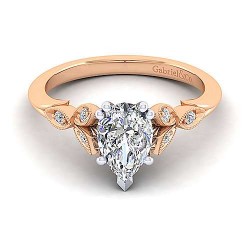 14K White-Rose Gold Pear Shape Diamond Engagement Ring Surrey Vancouver Canada Langley Burnaby Richmond