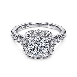 18K White Gold Round Halo Diamond Engagement Ring Surrey Vancouver Canada Langley Burnaby Richmond