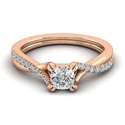 14K Rose Gold Cushion Cut Diamond Engagement Ring Surrey Vancouver Canada Langley Burnaby Richmond