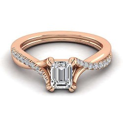 14K Rose Gold Emerald Cut Diamond Engagement Ring Surrey Vancouver Canada Langley Burnaby Richmond