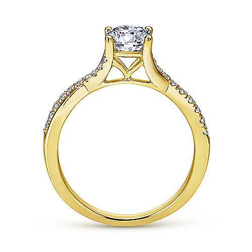 14K Yellow Free form 14K Yellow Gold Round Diamond Engagement Ring Surrey Vancouver Canada Langley Burnaby Richmond