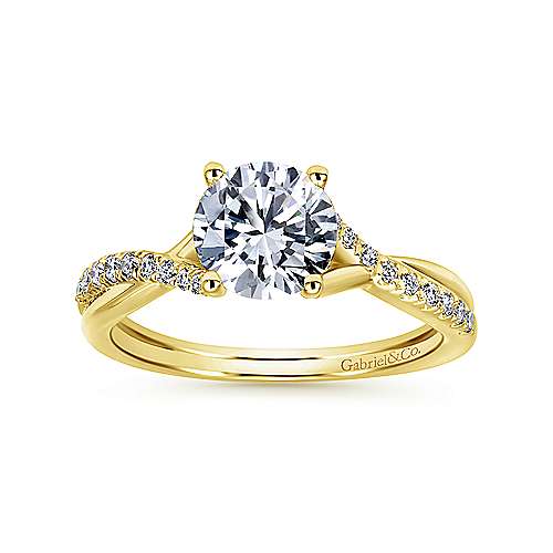 14K Yellow Free form 14K Yellow Gold Round Diamond Engagement Ring Surrey Vancouver Canada Langley Burnaby Richmond